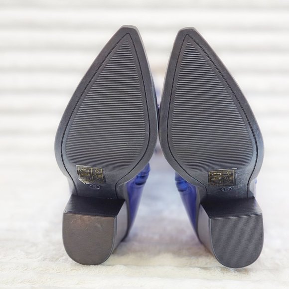 Metallic Western Knee High Cowgirl Cowboy Boots - Royal Blue Cobalt Blue - Picture 16 of 16